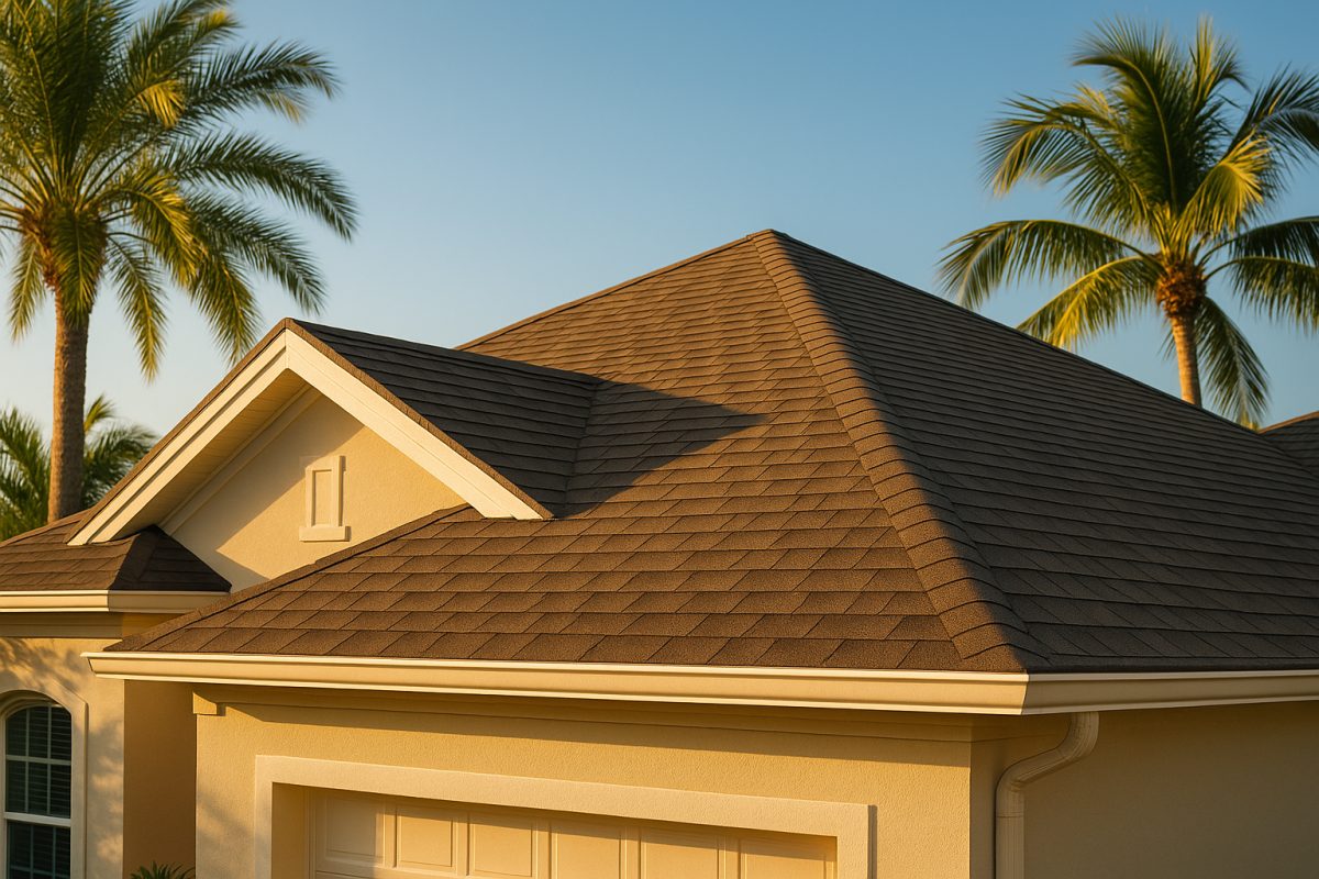 A new architectural shingle roof on a Gulf Coast Florida home